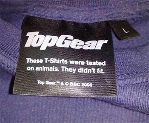 top gear shirt label
